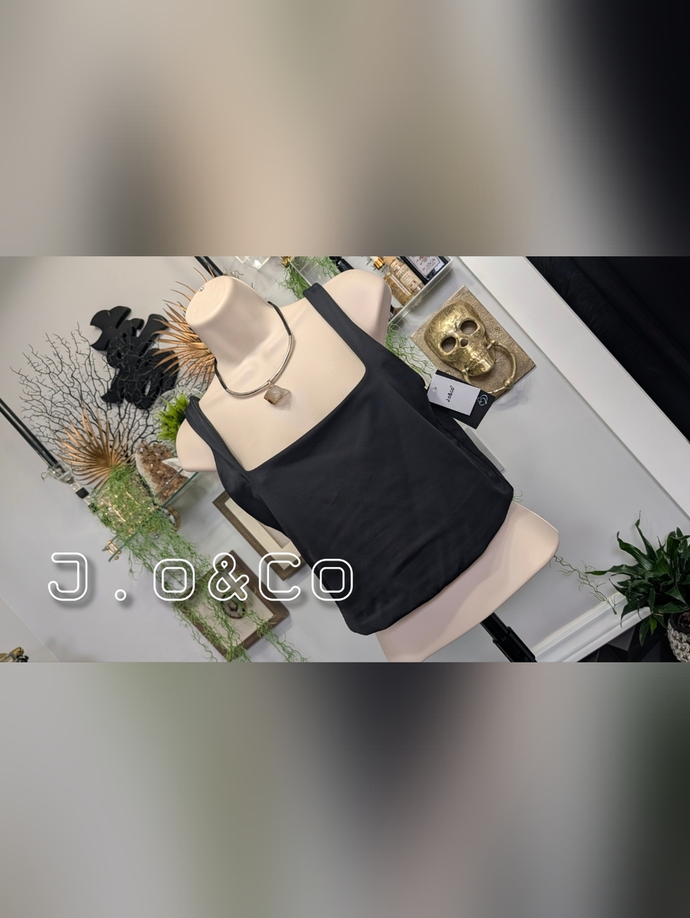 J.o & Co Black Stretch Crop Top Bra LG-XL NWT